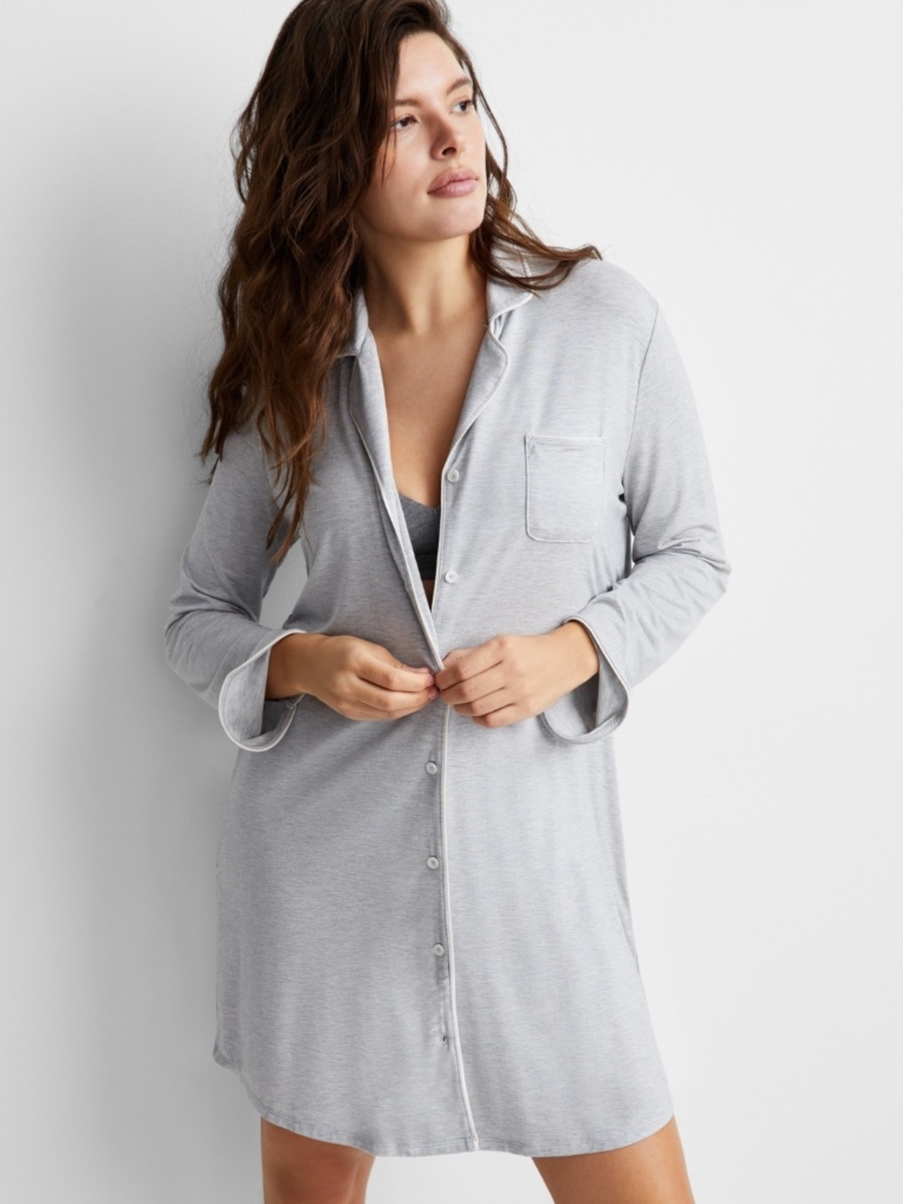 Women’s Notch Collar Sleepshirt – Grey Heather – Size XXL – NWT